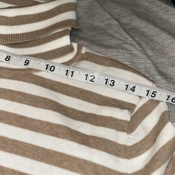 Tommy Hilfiger Tan Striped Long Sleeve Turtleneck Preppy Sweater Size Large - Picture 10 of 10